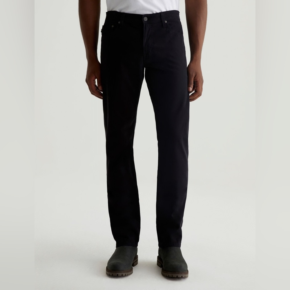 NWT AG The Graduate Tailored Leg Black Sueded Stretch Sateen Jean 36 X 34
